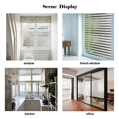 Tamia-Living Statische Fensterfolie 90% UV-Sonnenschutz Selbsthaftende Sichtschutzfolie Glasdekor „Lineal Weiß 2,5cm“S018 (90x100cm) - 3