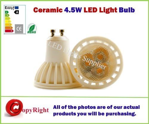 EnergyBrite, GU10 4W Ceramic LED Bulb- 5050SMD LED's- Day White 4000k-50W Equivalent--Ø50x55mm Same Size as Halogen,Energy Saving