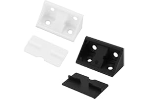 Create idea 100pcs Plastic Right Corner Brace 41x20x20mm Furniture Corner Brace Joints with Cap for Reinforced Drawers Cabinets Wardrobes Desks, Black White