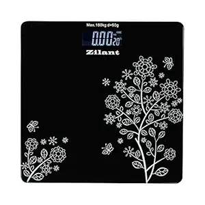 Zilant Toughened Glass Top Heavy Duty Weighing Machine For Human Body Weight Electronic Digital Weighing Scale (Black)