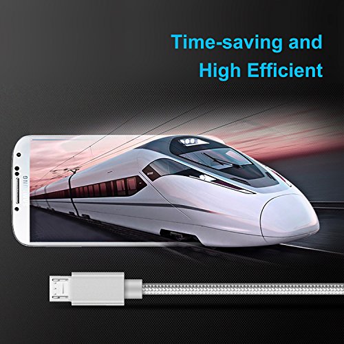 GlobaLink® Micro USB Kabel Nylon umflochtenes verwicklungssicheres Ladekabel, Lebenslange Garantie, für Android, Samsung, HTC, Motorola, Nokia, LG, HP, Sony, Blackberry (Grau) - 5