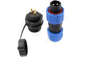 HangTon Connecteur SD13 à 2 broches 10 A - Circulaire - Étanche IP68 - Connecteur mâle femelle pour système d'alimentation extérieur