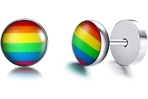 VNOX 5PCS Stainless Steel Rainbow Triangle Dot Star Stud Earrings Gay & Lesbian Pride Jewelry