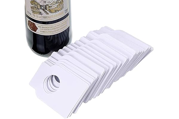 LATRAT 100 stycken kraftpapper, vinflaska, etiketter, flaskhängare, papper, hängande för flaska, flaskhals, vinställ, champagne, dryck, brun (100