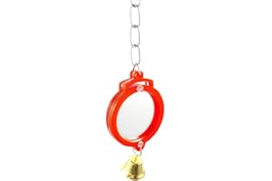 Fliyeong Farbe Haustier Vogel Papagei Krabbeln Spielzeug Spiegel Runde Herzform Käfig Hängende Vogelkäfig Zubehör Zufällige Farbe Runde Kostengünstig und langlebig