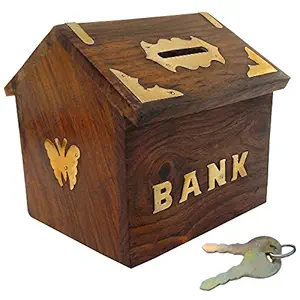 ITOS365 Handicrafted Wooden Money Bank - Coin Saving Box - Piggy Bank - Gifts for Kids, Girls, Boys & Adults