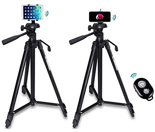 4-in-1 135 cm Kamera Stativ+Handy Halterung+Tablet Halter+Bluetooth Fernbedienung für iPad Pro 9.7, iPad Air, iPad 4 3 2, iPad Mini 4 3 2 1/iPhone 7,7 Plus, 6s, 6s Plus,6 Plus,6 5s 5c 5g 4s 4g