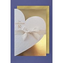 Hochzeitskarte Für Großtochter & Ehemann – Mit Goldrand, 22,8x15,3 Cm, Inkl. Umschlag