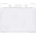 CKB Ltd 50x Conference Extra Large Horizontal Clear ID Badge Card Plastic Pocket Holder Pouchs 118mm x 110mm / Holds a Card 115mm x 95mm