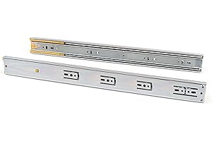 Emuca 3051205 Paire de coulisses/glissières à billes sortie totale et fermeture amortie 45mm x 400mm pour tiroir, Lot de 5