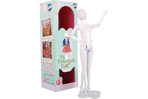 ‎VERVACO VERVACO Dress Your Mini Schneiderpuppe Mannequin Puppe Bewegliche Gelenke Weißer Kunststoff ca. 29 cm Barbie Zubehör Kleidung Fashion Design Doll Kreatives Geschenk, Kuntstoff, Multicolor, Sortiert