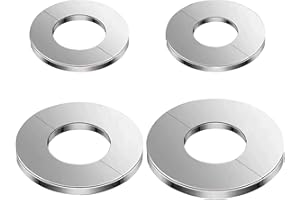 AUTUUCKEE Copertura per rubinetto, 4 pezzi, rosetta autoadesiva per rubinetto, in acciaio inox, 4 misure, rotonda (argento)