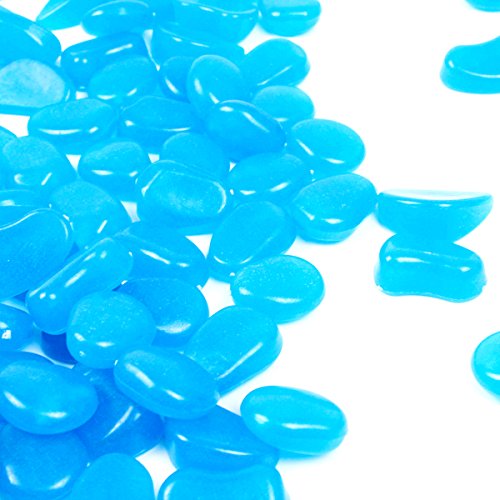 JPSOR 200 Stück kunstliche Blau Leuchtenden Steine für Garten Aquarium - 2