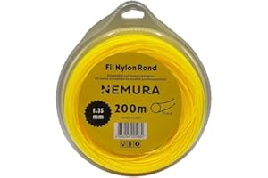 Nemura Fil Débroussailleuse Rond Ø: 1,35mm, L: 200m - Compatible avec d'autres marques - Haute durabilité - Qualité professionnelle - Marque Française