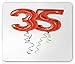 Produktbild WYICPLO 35th Birthday Mouse Pad, Vivid Colored Balloons Flying with Curly Ribbons 35 Years Old Themed, Standard Size Rectangle Non-Slip Rubber Mousepad, Red Green Blue