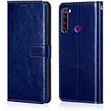 WOW Imagine Redmi Note 8 Flip Case | Leather Finish | Inside TPU with Card Pockets & Stand | Magnetic Closure | Shock Proof Wallet Flip Cover for Xiaomi Redmi Note 8 - Blue