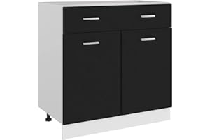 Tidyard Armadio Inferiore,per Cucina,Armadio da Cucina,Mobile da Cucina Salvaspazio,Mobili Cucina Componibili,Mobile Base per Cucina,Armadietti da Cucina Nero 80x46x81,5 cm in Truciolato