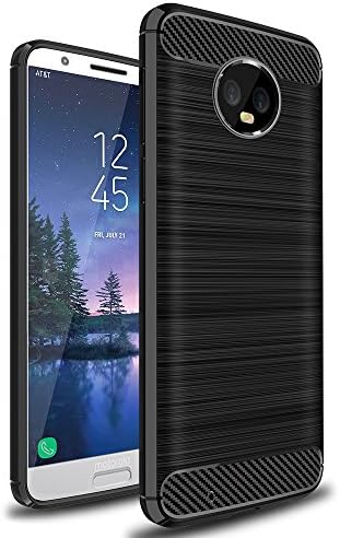 XvDsu Moto G6 Case, Durable Shock Absorbing Rugged Armor Case Ultra Slim Carbon Fiber Design Cover for Moto G6 Black