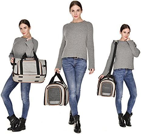 Pet Carrier Cat Dog 4 Sides Expandable Airline Approved Travel Bag Soft Sided Foldable Carriers