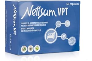 Netisum VPT | Complemento Alimenticio que Favorece el Sueño y el Descanso Nocturno y Promueve la Relajación | Con Valeriana, Pasiflora y Tila | 60 cápsulas