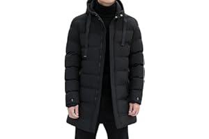 Suncadmious Chaqueta Acolchada de Invierno para Hombre, y abrigado Abrigo Largo con Cremallera con Capucha, Chaquetas Acolchadas con Bolsillos