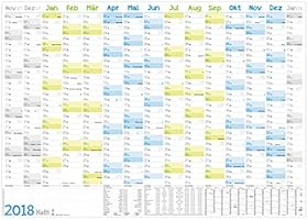 Wandkalender 2018 89x63cm (gr&ouml;&szlig;er A1) gefalzt, Wandplaner 15 Monate Nov 17 - Jan 19, FSC-Papier, inkl. A4-Kalender