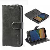 Mulbess Ledertasche im Ständer Book Case / Kartenfach für Lenovo Moto G5 Tasche Hülle Leder Etui,Schwarz