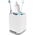 Toothbrush Holder with Anti-Slip, Plastic Detachable for Easy Cleaning Multi-Functional Storage,3 Slots Electric Toothbrush and Toothpaste Organizer Caddy for Bathroom Vanity, Sink, Countertop (Grey)