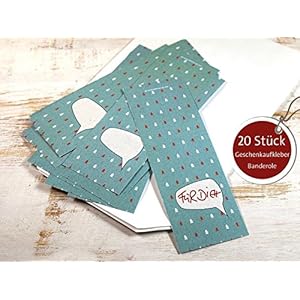 20 Stück große Geschenkaufkleber Banderole Weihnachten 5 x 15 cm zum Beschreiben