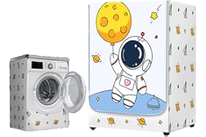 BaoT8YLu Wasserdichter Waschmaschinenabdeckung Staubdicht Sonnenschutz für Frontlader-Waschmaschine Staubdichte Abdeckung Tumble Waschmaschine Trocknerschutz(Astronaut,S)