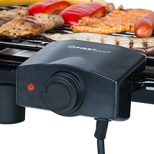 2000 Watt Elektro Grill mit Temperaturregler und Wärmereflektor Gartengrill mit Standfüßen Grillfläche: 45cm x 22cm Inklusive Windfang Barbecue Elektrisch BBQ Tischgrill - 4