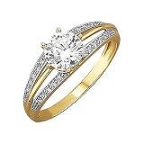 Jacques Lemans Damen Ring 375/- Gold Glänzend Zirkonia gelb 490370012