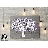 70x50 cm, 3D - Optik Leinwanddruck-Gästebuch, Hochzeitsbaum, Wedding Tree, Rustikales Gästebuch, Leinwanddruck - Baum, Keilrahmen und Holz Motiv