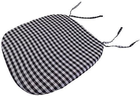 4 X GINGHAM CHECK BLACK WHITE 16" X 16" X 1" SEAT PAD TO MATCH CURTAINS