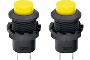 FUCHSWERK 2x Drucktaster rund Taster 12mm DIY Druckschalter AC 1,5A/230V 12V NON-Momentan button Schalter | Gelb