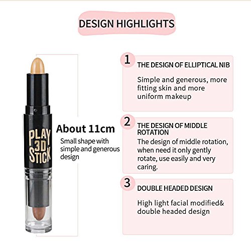 Concealer, 3PCS Powder Teint Makeup Natural Creme Gesicht Augen Concealer Highlight Contour Concealer Pen Stick - 6