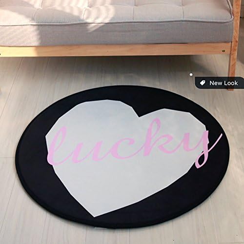 BATTAR - Funny Door Mat Non Slip Entrance Door Rug for Bedroom Living Room Bathroom Indoor Use,Round mats,φ150CM,black heart