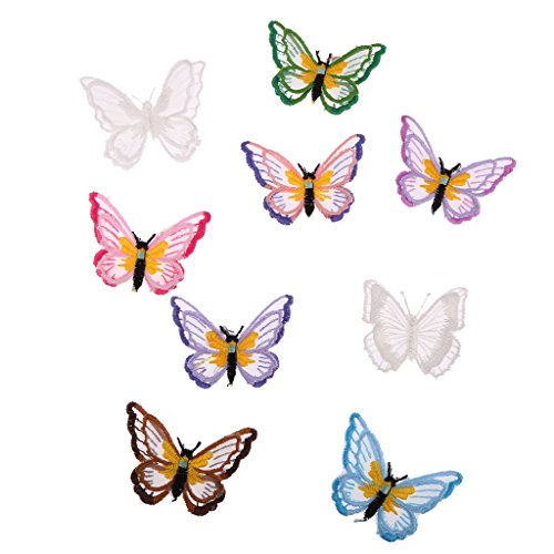 MagiDeal 9x Schmetterling Stickerei Aufnäher Applikation Applique Flicken Embroidered