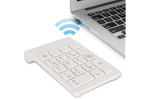Goshyda Wireless Numeric Keypad, Mini 2.4G USB Ergonomic Numpad Number Keyboard with 150mAh Battery Capacity for Laptop Notebook Desktop PC Computer(White)