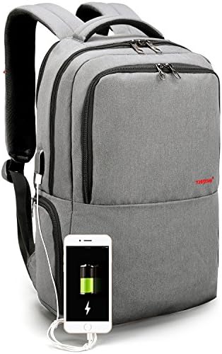 NORSENS 15.6 inch Laptop Backpack with USB Charging Port, Large Capacity School Lightweight Notebook Computer Backpacks for Business,Silver Gray