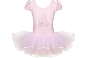TiaoBug Kinder Ballettkleidung - 3 Modells - Mädchen Ballettkleid kurzarm Ballettanzug mit Ballett Tutu Tütü und Innenslip Shorts Kostüm Outfit Gr.92-128
