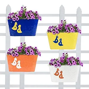 Trust Basket Duck Designer Oval Railing Planters (Multicolour, Pack of 4)