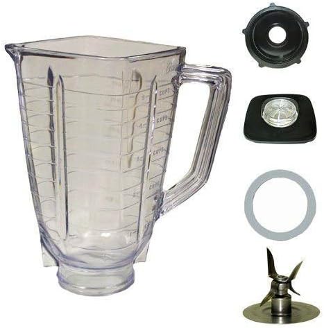 5 Cup Square Top 5 Piece Plastic Jar Replacement Part, Fits Oster Blender