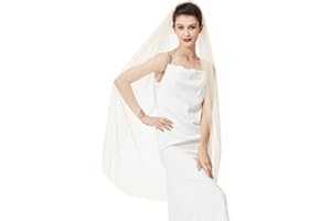 BEAUTELICATE 1 Capa Velo de Novia Boda Blanco Marfil Largo Corto Suave Tul Sencillo Corte Borde Con Peine Varias Longitudes