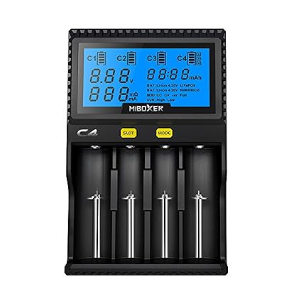 KINDEN 18650 batterie intelligente chargeur universel Intelligent 4 Slot automatique avec voiture charge Affichage LCD Mode pour Li-ion Ni-MH Ni-Cd AA AAA AAAA C 22650 18490 18350 RCR123 feu mat¨¦riel de pr¨¦vention
