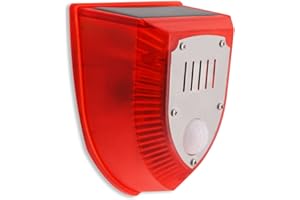 ThreeH Solarny alarm z czujnikiem ruchu na zewnątrz, wodoodporny, 129 dB, światło stroboskopowe, lampa ostrzegawcza, 3 tryby pracy do domu, gospodarstwa domowego