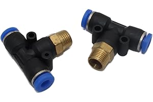 CNCTEC Raccord pneumatique TE 1/4" - 4 mm IQS - Pièce en T à air comprimé