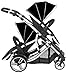 Duellette 21 Combo Double Twin Pushchair Baby Newborn carrycots Pram Travel system Tandem stroller buggy: 2 Pram/seat units, 2 Rain covers, 2 FREE FOOTMUFFS Midnight Black by Kidz Kargo