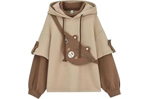 L SERVER Sudadera con capucha para niña con mochila escolar cómoda sudadera con capucha para niños elegante sudadera suelta primavera y otoño suéter deportivo casual