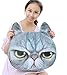 Bigood Cat Head Shape Pillow Soft Car Sofa Chair Back Cushion Gray
